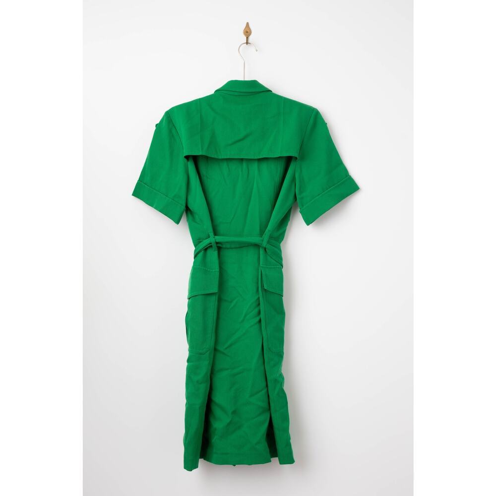 Victoria Beckham Belted Wool-gabardine Shirt Dress In Green - Picture 7 of 12